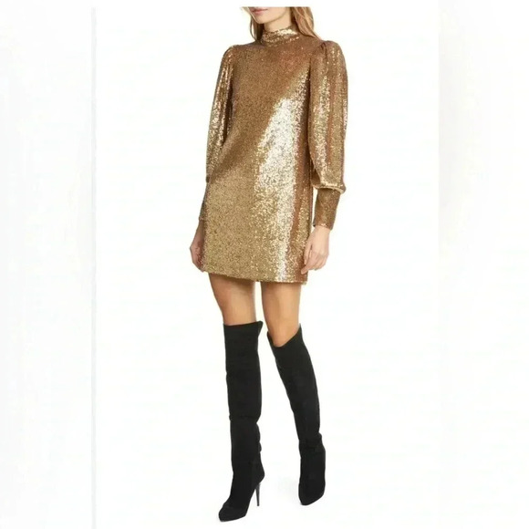 Women’s A.L.C. Christy gold sequin mini dress size 14 - Picture 3 of 6